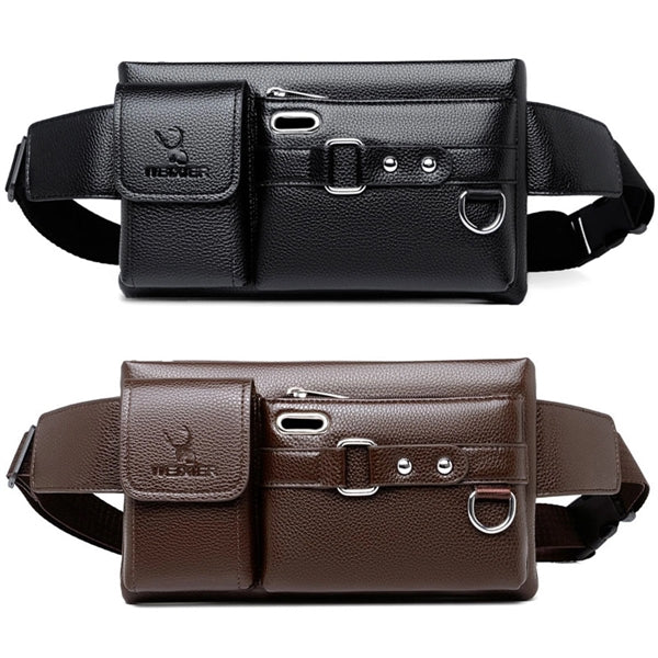 Genuine Leather And Slim With Adjustable Waistband Bag