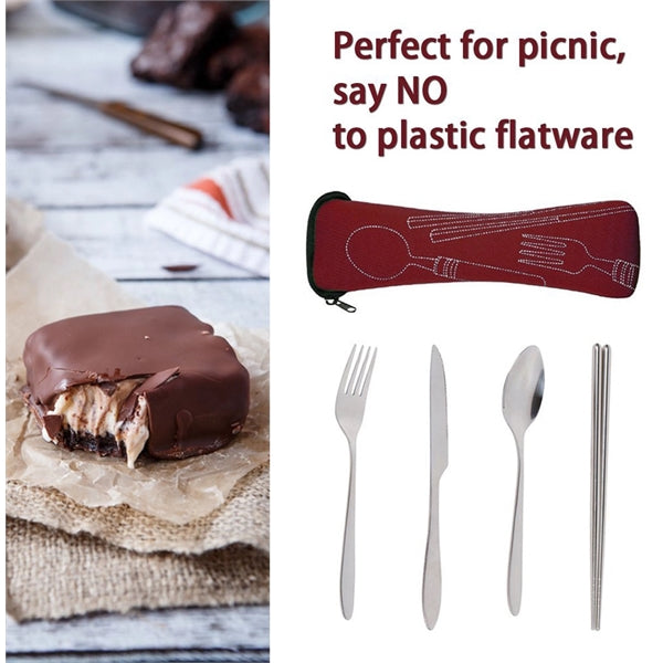 Travel Utensil Set with Neoprene Pouch