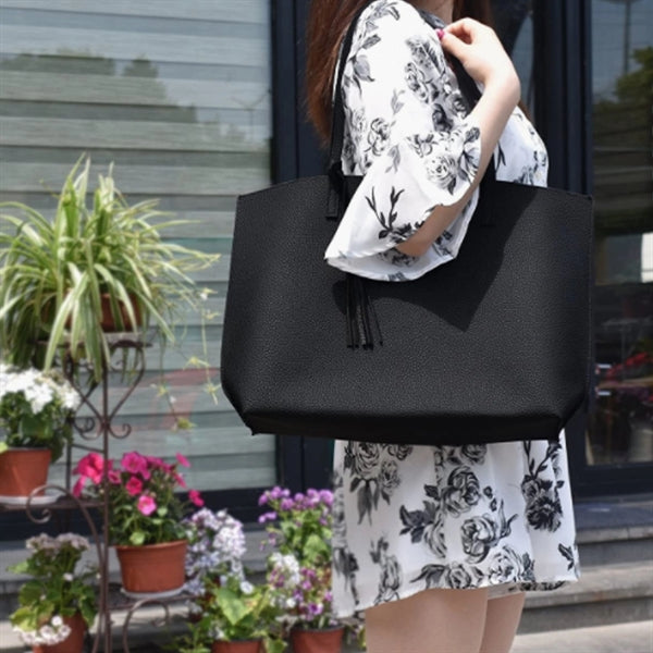 Soft Faux Leather Tote Shoulder Bag