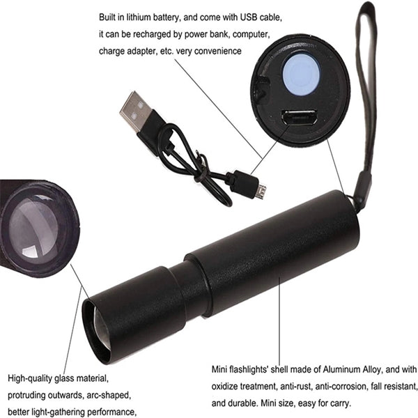 Rechargeable and portable LED flashlight