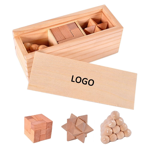 Wooden Brain Teaser Puzzle Set