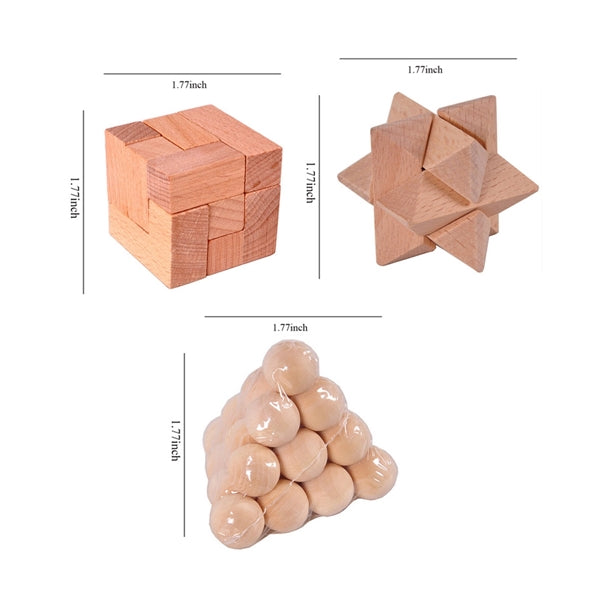 Wooden Brain Teaser Puzzle Set