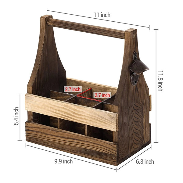 6 Packs Wooden Beer Caddy