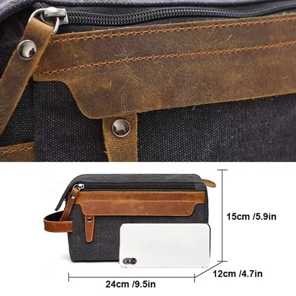 Leather Canvas Toiletry Bag