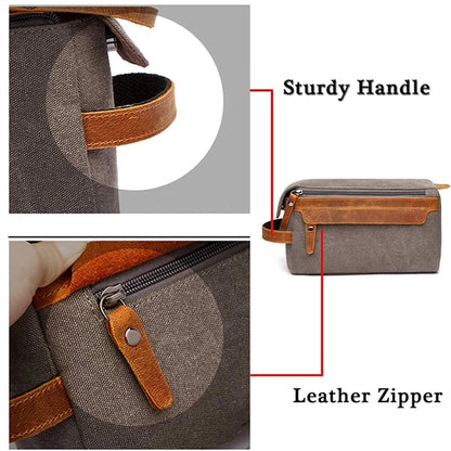 Leather Canvas Toiletry Bag