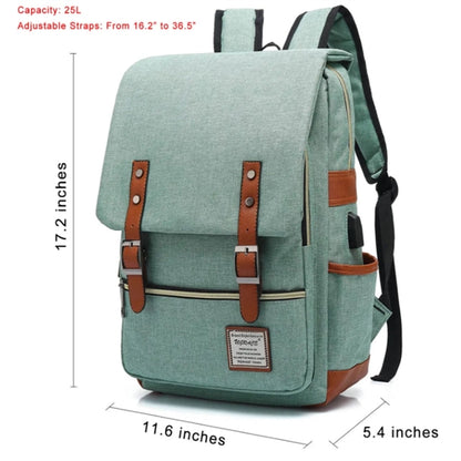 Vintage Laptop Backpack with USB Charging Port