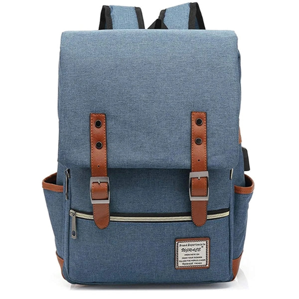 Vintage Laptop Backpack with USB Charging Port
