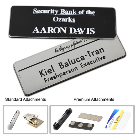 1.25" x 3" Name Badge - Plastic Engraved