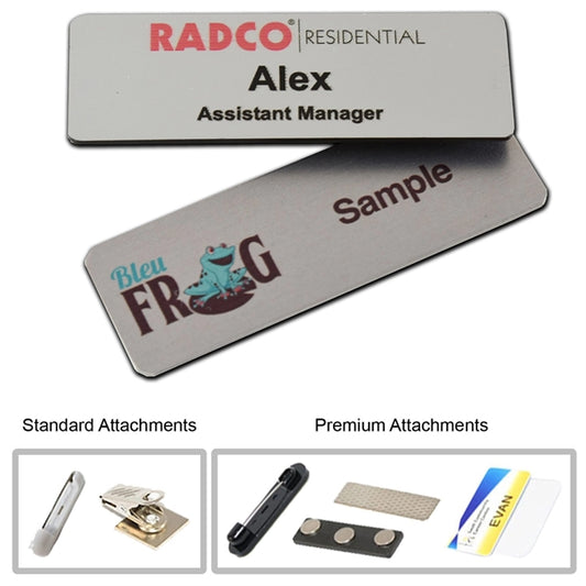 1.25" x 3" Metal Name Badge - Digital Printed