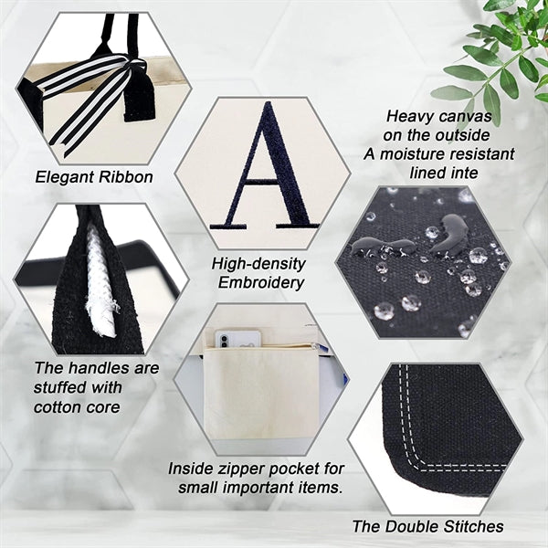Women Initial Canvas Tote Bag