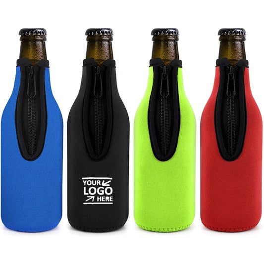 Neoprene Insulator Beer Bottle Sleeve Zip-up Jackets