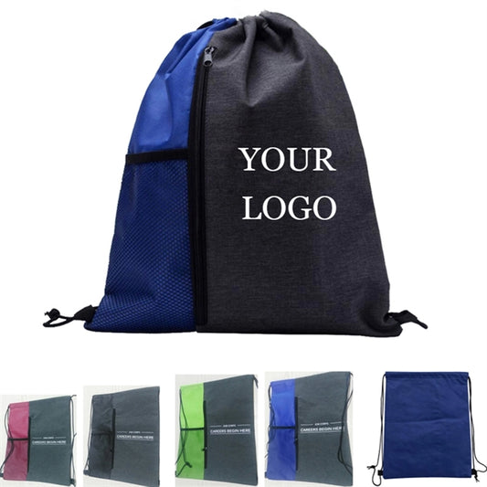 Vertical Drawstring Bag with a Mesh Pocket