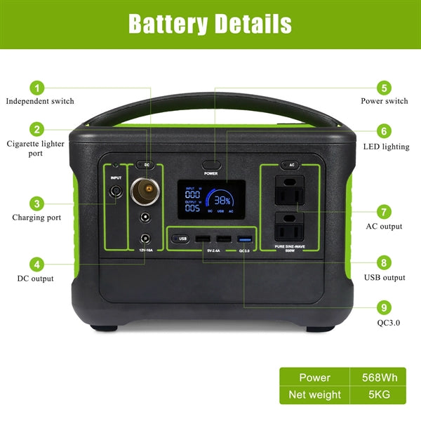 568Wh 153600mAh Portable Camping Power Station