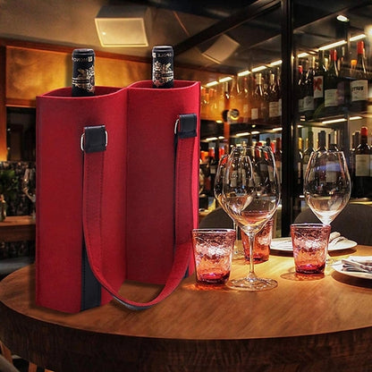 Felt 2 Bottle Wine Carrier Tote Gift Bags