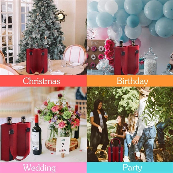 Felt 2 Bottle Wine Carrier Tote Gift Bags