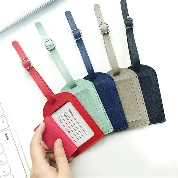 Leather Luggage Or Bag Tag With Privacy Cover
