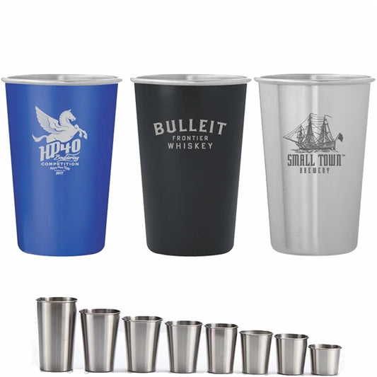 Logo Stainless Pint Glasses