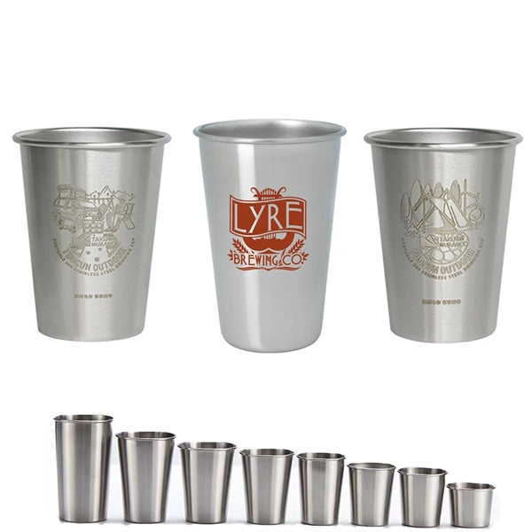 Imprinted Stainless Steel Pint Cups 12-16 oz.
