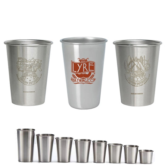 Imprinted Stainless Steel Pint Cups 12-16 oz.