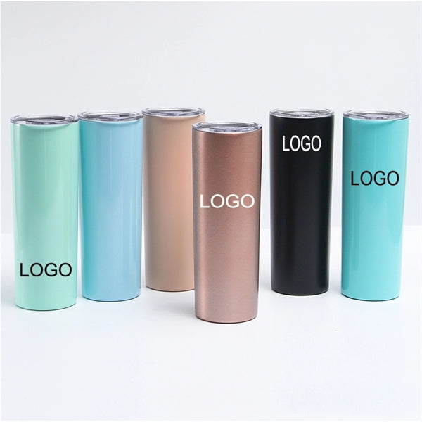 20 oz stainless steel skinny double wall tumbler with lid