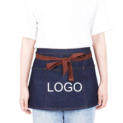 Denim Short Waist Apron with 3 Pockets