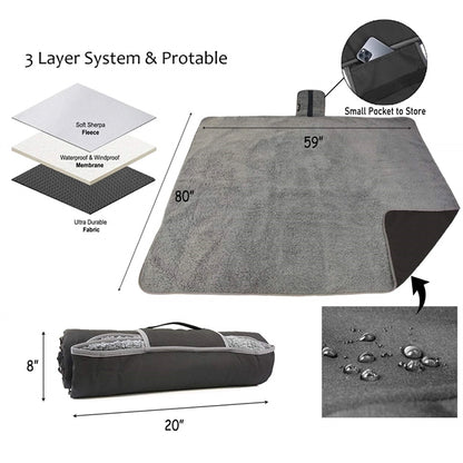 Waterproof Outdoor Blanket with Sherpa Lining