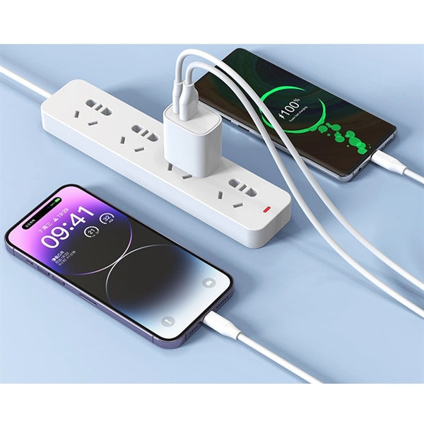 Dual Port PD Fast Type C Charging Block Plug Adapter
