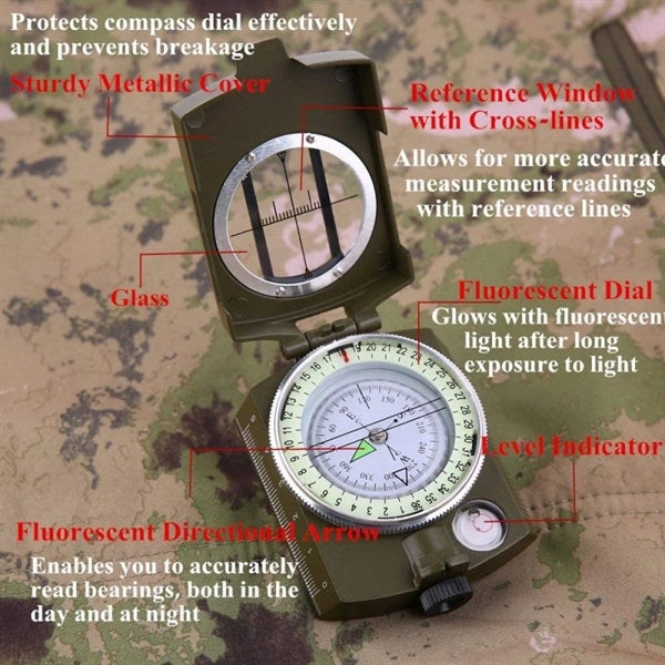 Military Lensatic Sighting Survival Tactical Compass