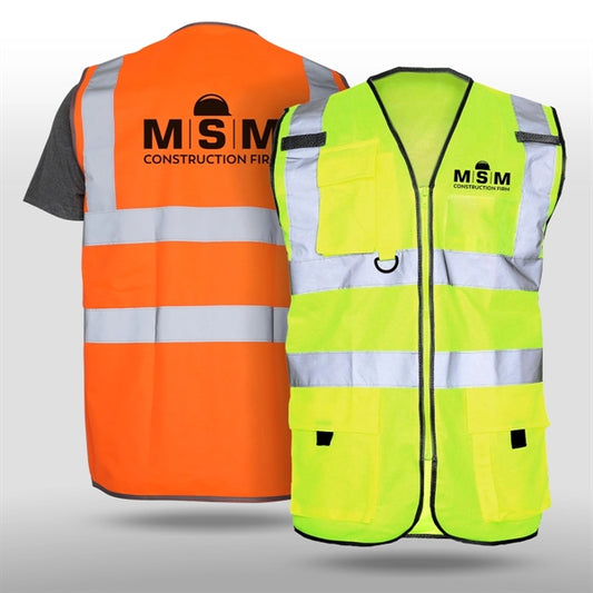 HI-VIS REFLECTIVE SAFETY VEST W/POCKETS
