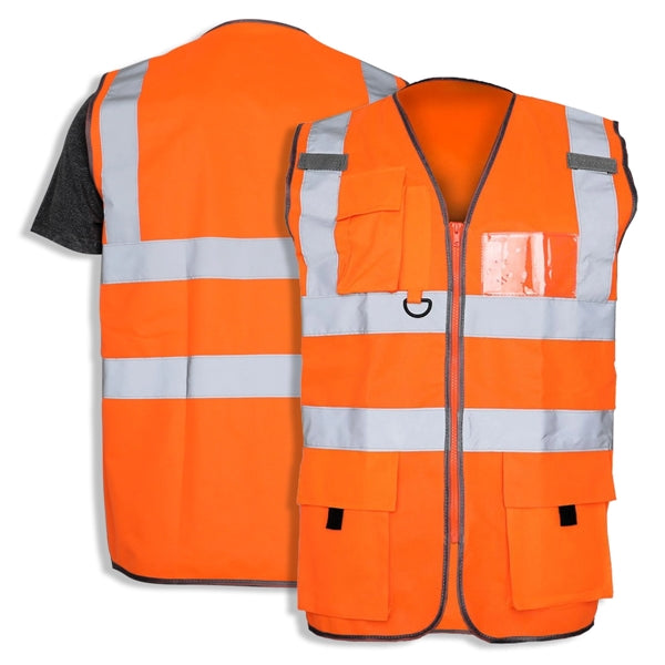 HI-VIS REFLECTIVE SAFETY VEST W/POCKETS