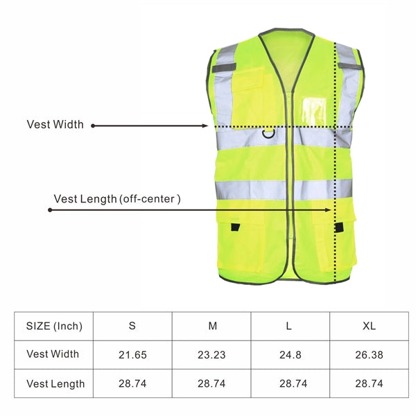 HI-VIS REFLECTIVE SAFETY VEST W/POCKETS