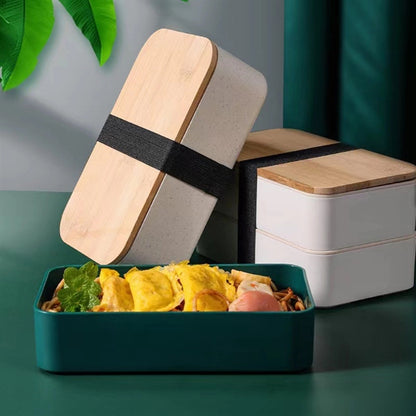 Bamboo Lid Double Bento Box Set