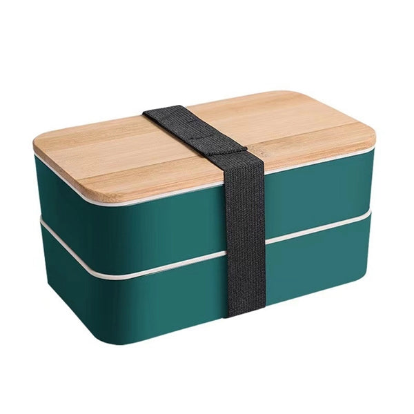 Bamboo Lid Double Bento Box Set