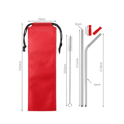 Stainless Steel Metal Straws with Bag and Cleaning Brush