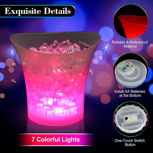 5L Large Capacity Color Changing Light Ice Bucket