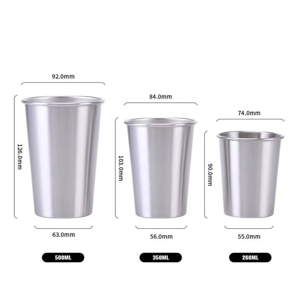 12 OZ  Pint Cup  Single Wall Stainless Steel