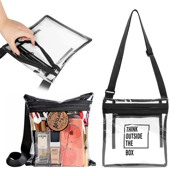 9" X 10" Clear PVC Crossbody Stadium Bag