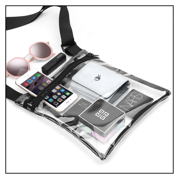9" X 10" Clear PVC Crossbody Stadium Bag