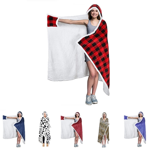 Wearable Cuddle Wrap, Warm Soft Hooded Blanket