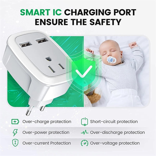 3 in 1 Input European Plug Adapter