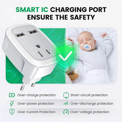 3 in 1 Input European Plug Adapter