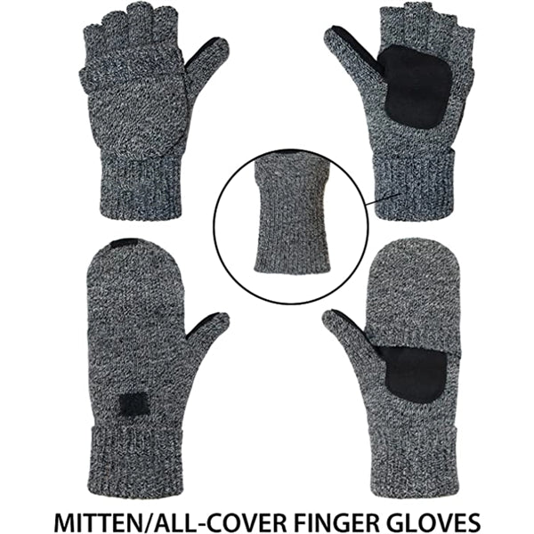 Winter Knitted Convertible Fingerless Gloves