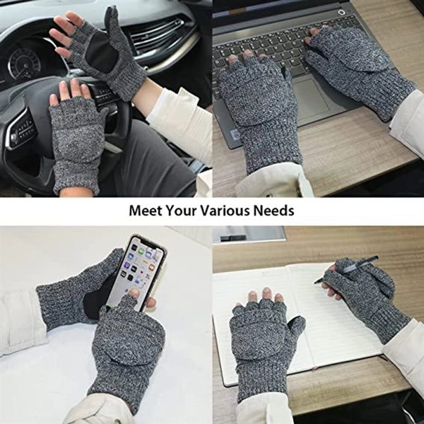 Winter Knitted Convertible Fingerless Gloves