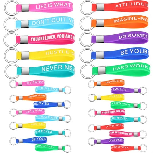 Embossed With Ink Silicone Bracelet Wristband Keychain