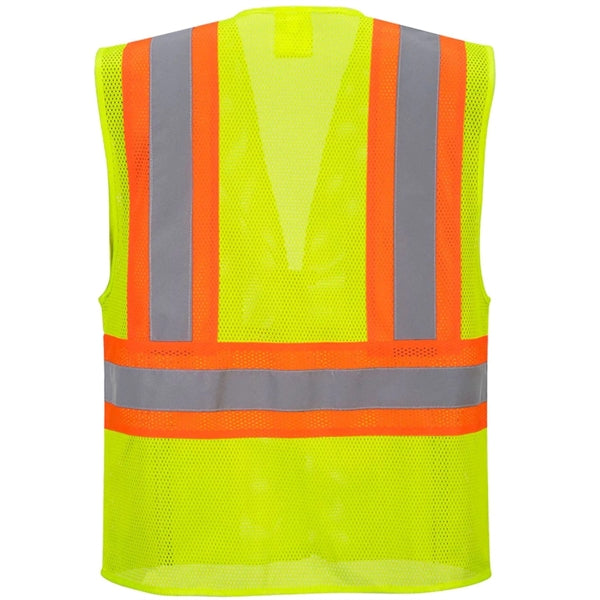 Hi Viz rPET Class 2 Reflective Safety Zipper Vest W 4 Pocket