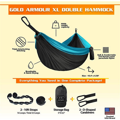 Portable Camping Hammock with Tree Straps