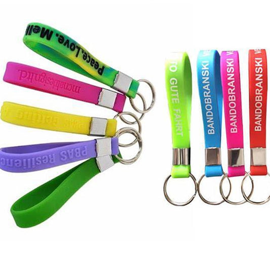 MOQ100  Silicone Wristband Keychains