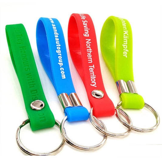 MOQ100  custom logo Silicone Wristband Keychains