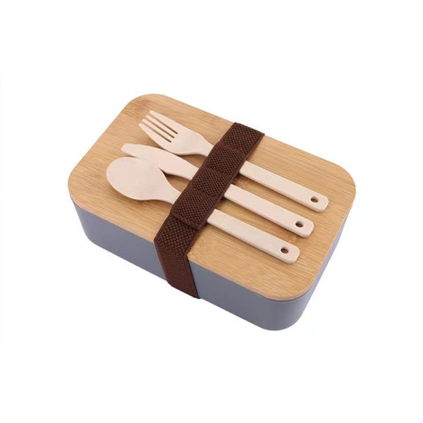 Bamboo Lid Bento Box with Wheat Fibre Tableware