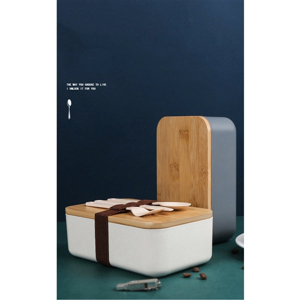 Bamboo Lid Bento Box with Wheat Fibre Tableware